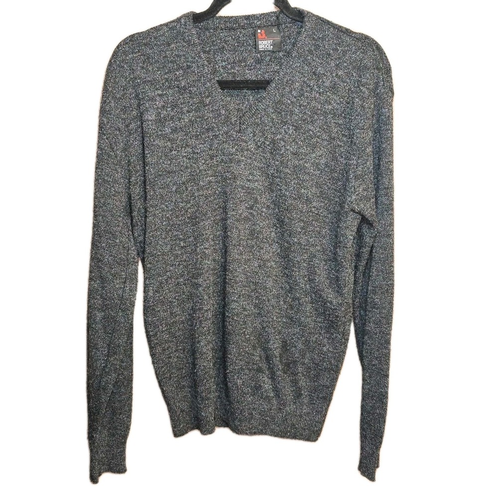 Robert Bruce Men's L Wool Blend V-Neck Sweater Made USA EUC‎ Vintage 🧶
